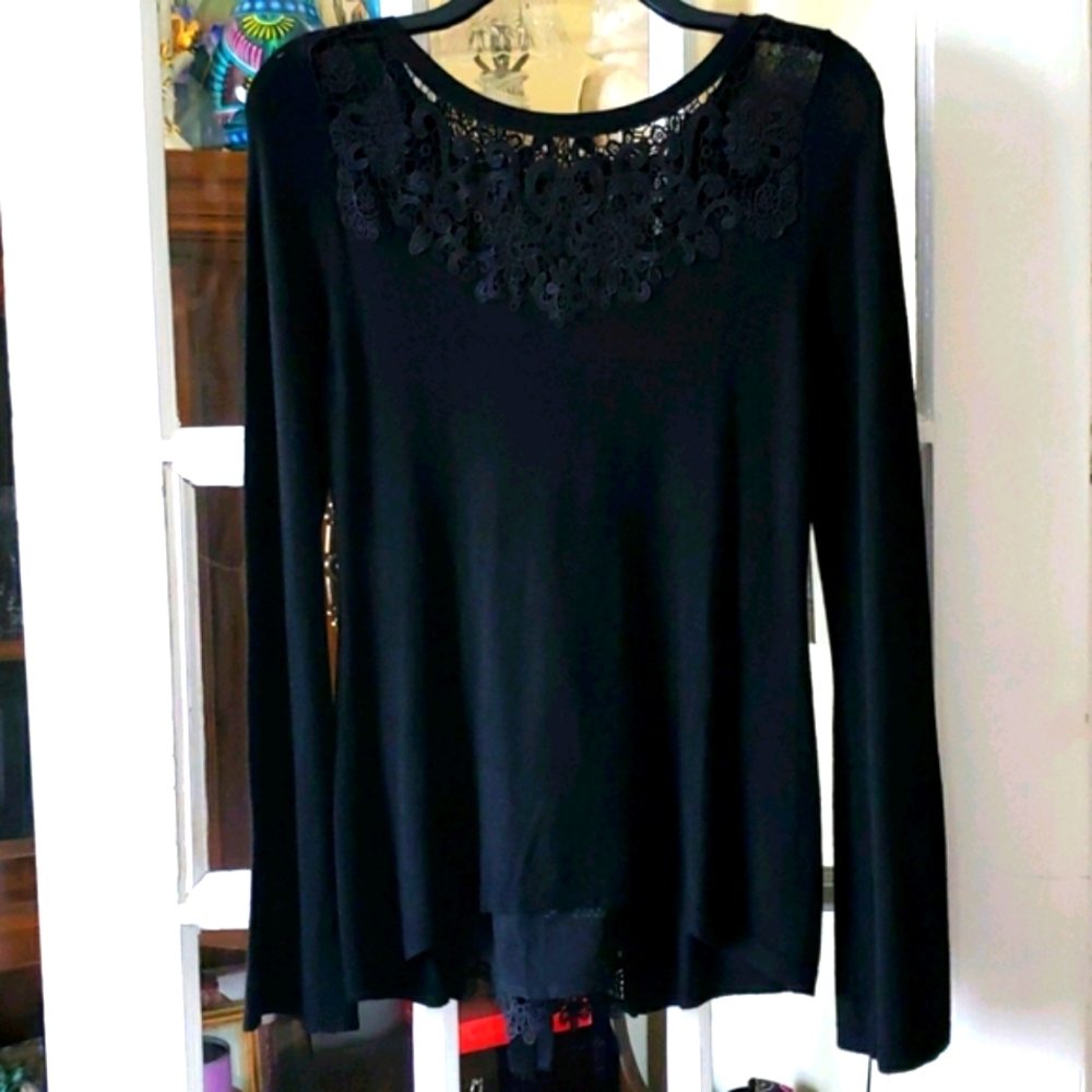 WHBM Lace & Bow Detail Sweater